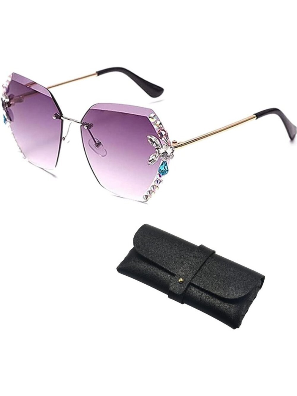 Women's Sunglasses for Beach Summer with Eyeglass Case Sun Glasses G-Purple
